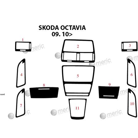 Meriç® Skoda Octavia Ön Torpido Kaplama 11 Parça 2010-2016