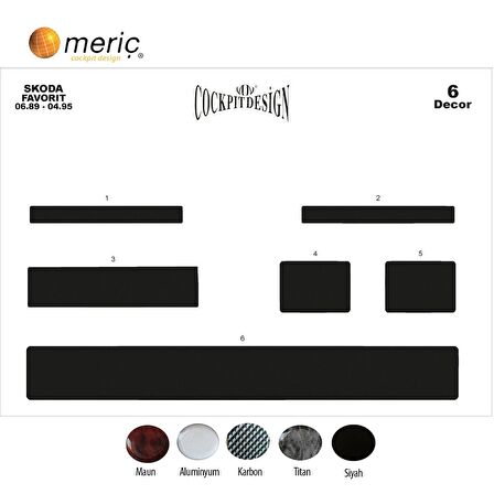 Meriç® Skoda Favorit Ön Torpido Kaplama 6 Parça 1989-1995