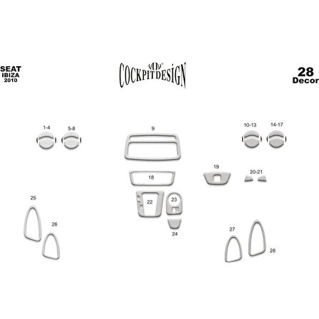 Meriç® Seat Ibiza / Cordoba Ön Torpido Kaplama 28 Parça 2010-›