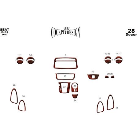 Meriç® Seat Ibiza / Cordoba Ön Torpido Kaplama 28 Parça 2010-›