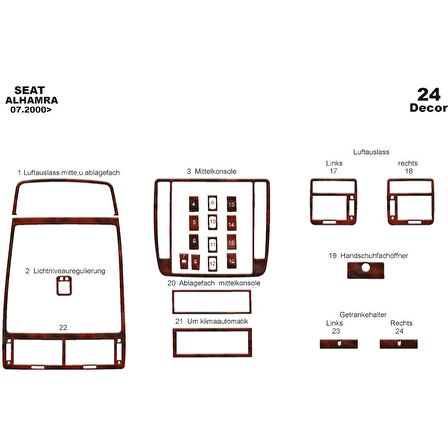 Meriç® Seat Alhambra Ön Torpido Kaplama 24 Parça 2000-›