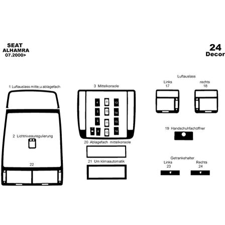Meriç® Seat Alhambra Ön Torpido Kaplama 24 Parça 2000-›