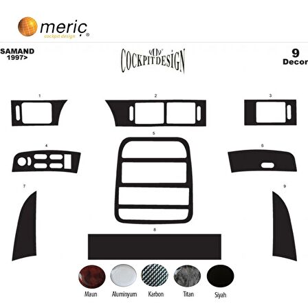 Meriç® Samand Ön Torpido Kaplama 9 Parça 1997-2000