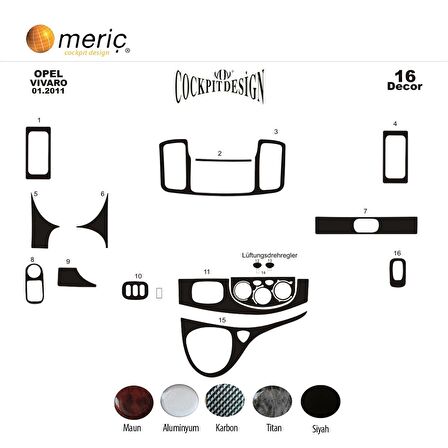 Meriç® Renault Trafic Ön Torpido Kaplama 16 Parça 2011-2015