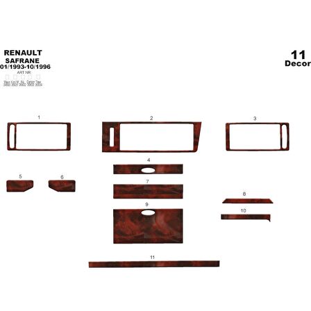 Meriç® Renault Safrane Ön Torpido Kaplama 11 Parça 1993-1996