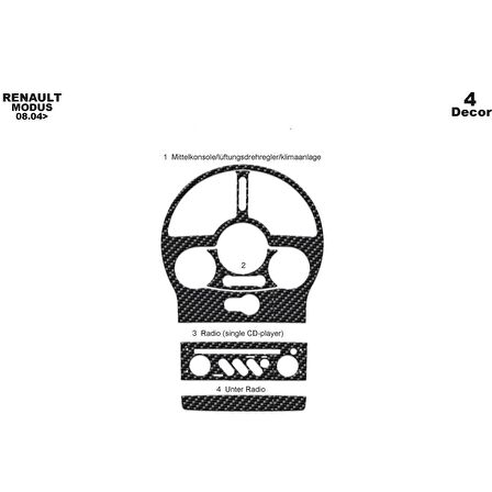 Meriç® Renault Modus Ön Torpido Kaplama 4 Parça 2004-2008