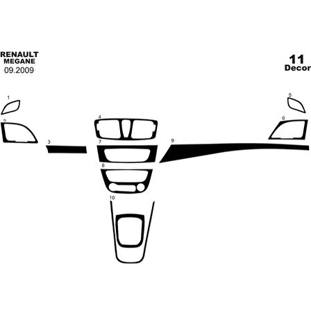 Meriç® Renault Megane 3 Ön Torpido Kaplama 11 Parça 2009-2016