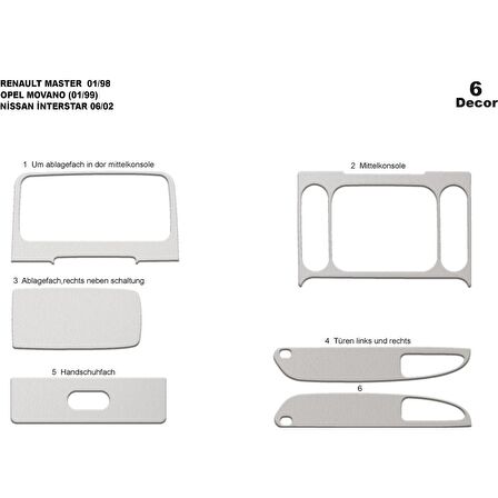 Meriç® Renault Master/Movano/Interstar Ön Torpido Kaplama 6 P. 1999-2003