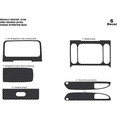 Meriç® Renault Master/Movano/Interstar Ön Torpido Kaplama 6 P. 1999-2003