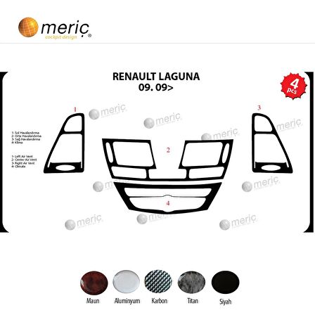 Meriç® Renault Laguna Ön Torpido Kaplama 4 Parça 2009-2014