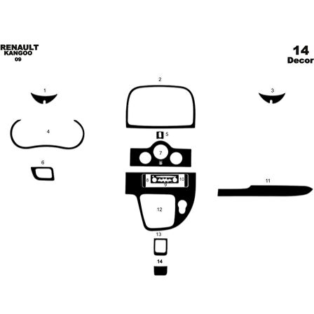 Meriç® Renault Kangoo Ön Torpido Kaplama Dijital 14 Parça 2009-2016