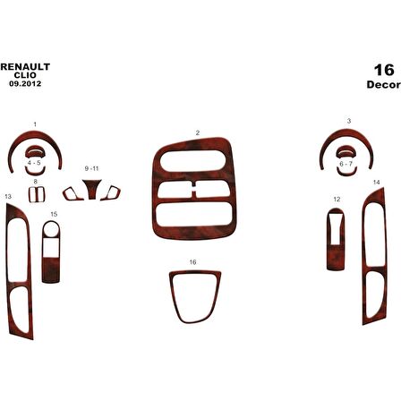 Meriç® Renault Clio 4 Ön Torpido Kaplama 16 Parça 2012-2019