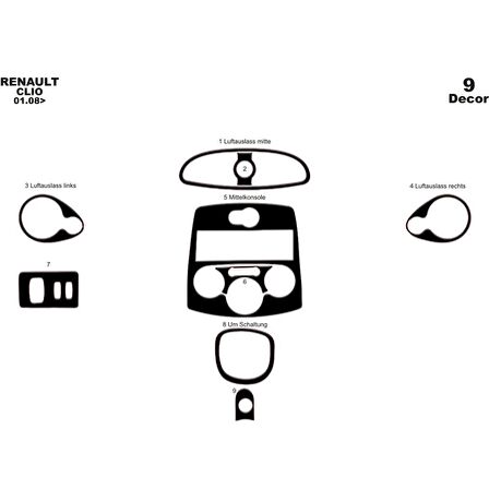 Meriç® Renault Clio 3 Ön Torpido Kaplama 9 Parça 2005-2012