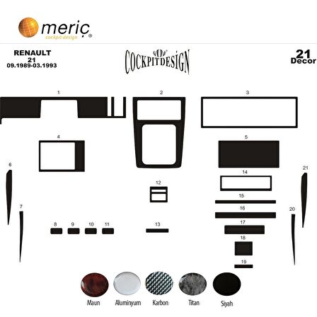 Meriç® Renault 21 Manager Ön Torpido Kaplama 21 Parça 1989-1993