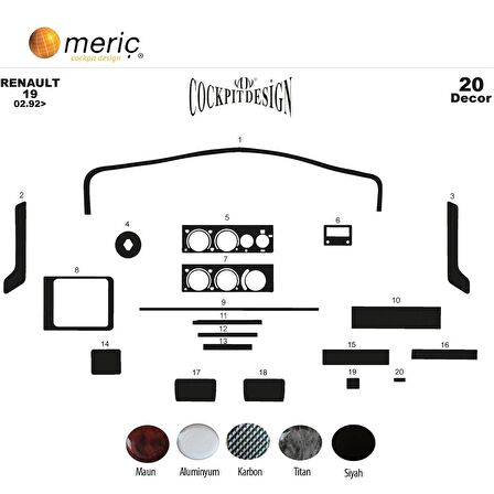Meriç® Renault 19 Europa Ön Torpido Kaplama 20 Parça 1992-1999