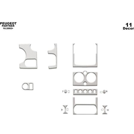 Meriç® Peugeot Partner Ön Torpido Kaplama 11 Parça 2002-2008