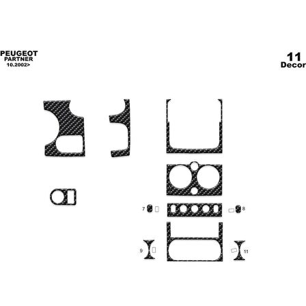 Meriç® Peugeot Partner Ön Torpido Kaplama 11 Parça 2002-2008