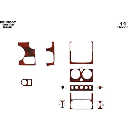 Meriç® Peugeot Partner Ön Torpido Kaplama 11 Parça 2002-2008