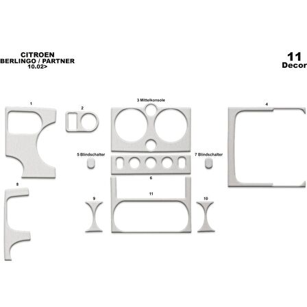 Meriç® Citroen Berlingo Ön Torpido Kaplama 11 P 2002-2008