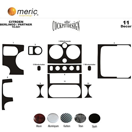 Meriç® Citroen Berlingo Ön Torpido Kaplama 11 P 2002-2008