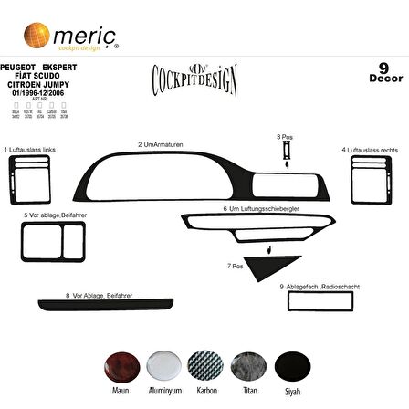 Meriç® Peugeot Expert/Scudo/Jumpy Ön Torpido Kaplama 9 Prç 96-06