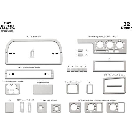 Meriç® Peugeot Boxer/Jumper/Ducato Ön Torpido Kaplama 32 P. 94-02