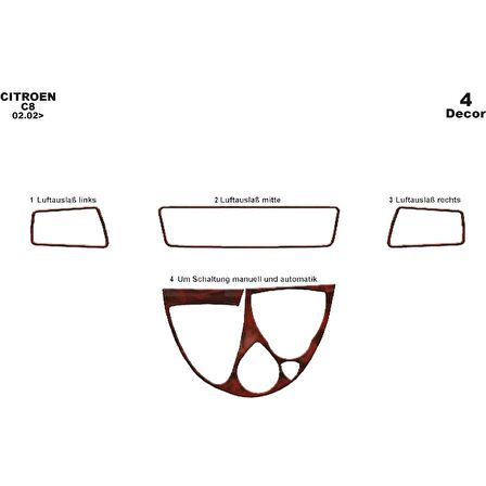 Meriç® Peugeot 807 Ön Torpido Kaplama 4 Parça 2002-2009