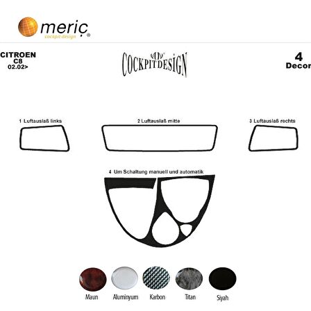 Meriç® Peugeot 807 Ön Torpido Kaplama 4 Parça 2002-2009