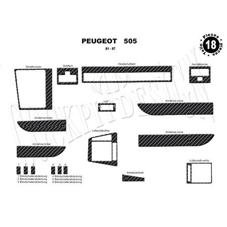Meriç® Peugeot 505 Ön Torpido Kaplama 18 Parça 1981-1987