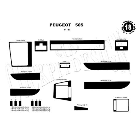 Meriç® Peugeot 505 Ön Torpido Kaplama 18 Parça 1981-1987