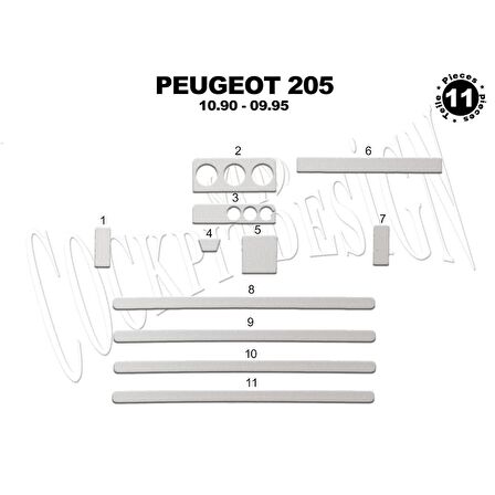 Meriç® Peugeot 205 Ön Torpido Kaplama 11 Parça 1990-1995