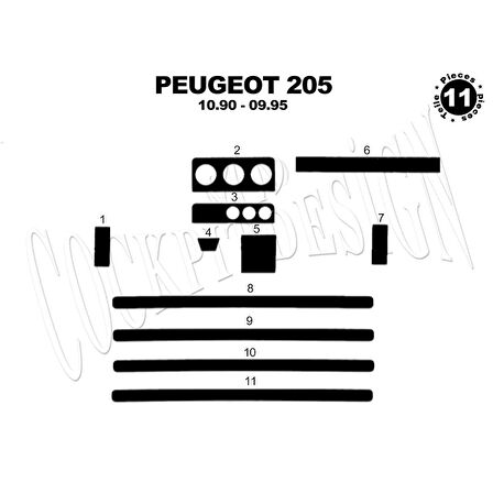 Meriç® Peugeot 205 Ön Torpido Kaplama 11 Parça 1990-1995