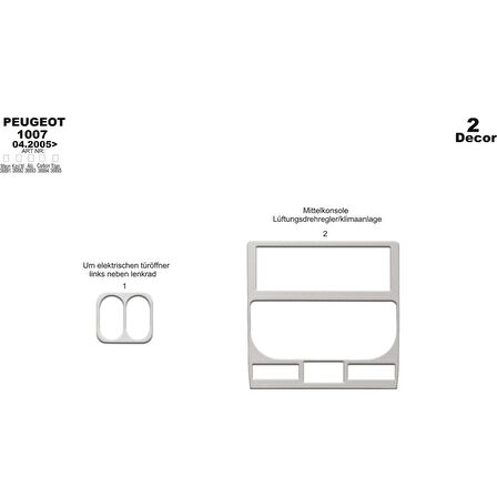 Meriç® Peugeot 1007 Ön Torpido Kaplama 2 Parça 2005-›