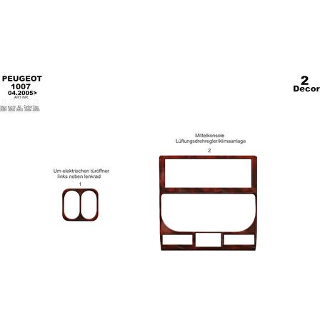 Meriç® Peugeot 1007 Ön Torpido Kaplama 2 Parça 2005-›