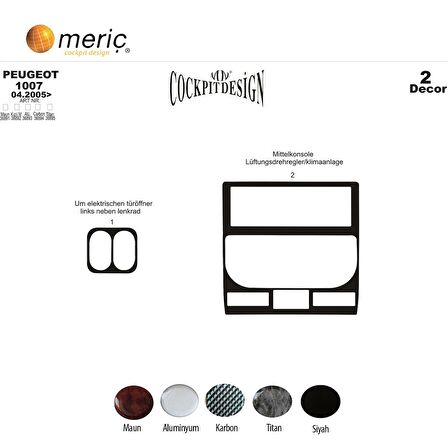 Meriç® Peugeot 1007 Ön Torpido Kaplama 2 Parça 2005-›
