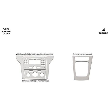 Meriç® Opel Zafira Ön Torpido Kaplama 4 Parça 2006-2010