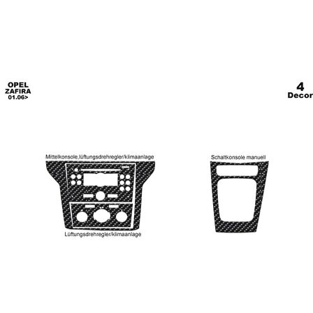 Meriç® Opel Zafira Ön Torpido Kaplama 4 Parça 2006-2010