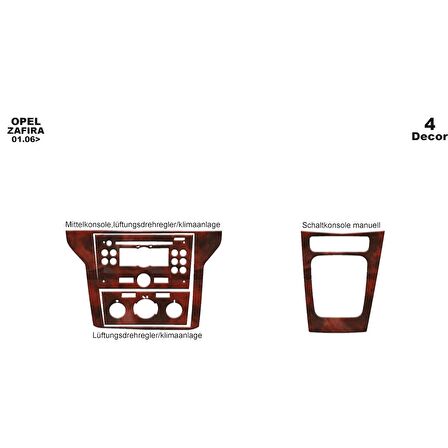 Meriç® Opel Zafira Ön Torpido Kaplama 4 Parça 2006-2010