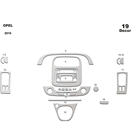 Meriç® Opel Vivaro Ön Torpido Kaplama 19 Parça 2015-›