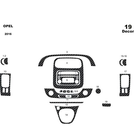 Meriç® Opel Vivaro Ön Torpido Kaplama 19 Parça 2015-›