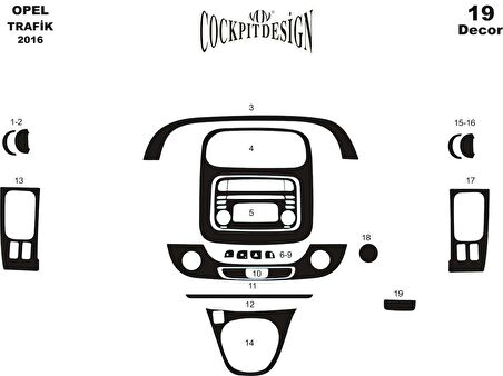 Meriç® Opel Vivaro Ön Torpido Kaplama 19 Parça 2015-›