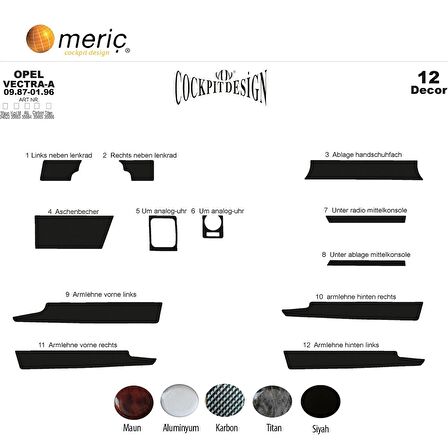 Meriç® Opel Vectra A Ön Torpido Kaplama 12 Parça 1987-1995