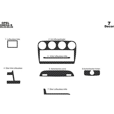Meriç® Opel Omega B Ön Torpido Kaplama 7 Parça 1993-1999
