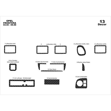 Meriç® Opel Frontera Ön Torpido Kaplama 13 Parça 1995-1998