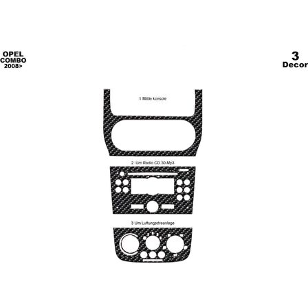 Meriç® Opel Combo Ön Torpido Kaplama 3 Parça 2008-2013