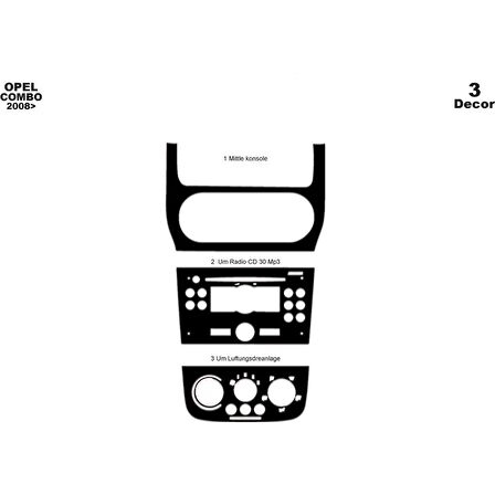 Meriç® Opel Combo Ön Torpido Kaplama 3 Parça 2008-2013