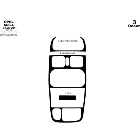 Meriç® Opel Agila Ön Torpido Kaplama 3 Parça 2000-2003
