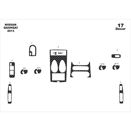 Meriç® Nissan Qashqai Ön Torpido Kaplama 17 Parça 2013-›