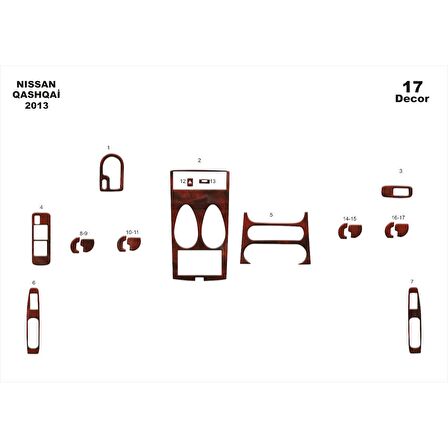 Meriç® Nissan Qashqai Ön Torpido Kaplama 17 Parça 2013-›