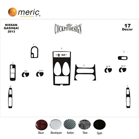 Meriç® Nissan Qashqai Ön Torpido Kaplama 17 Parça 2013-›